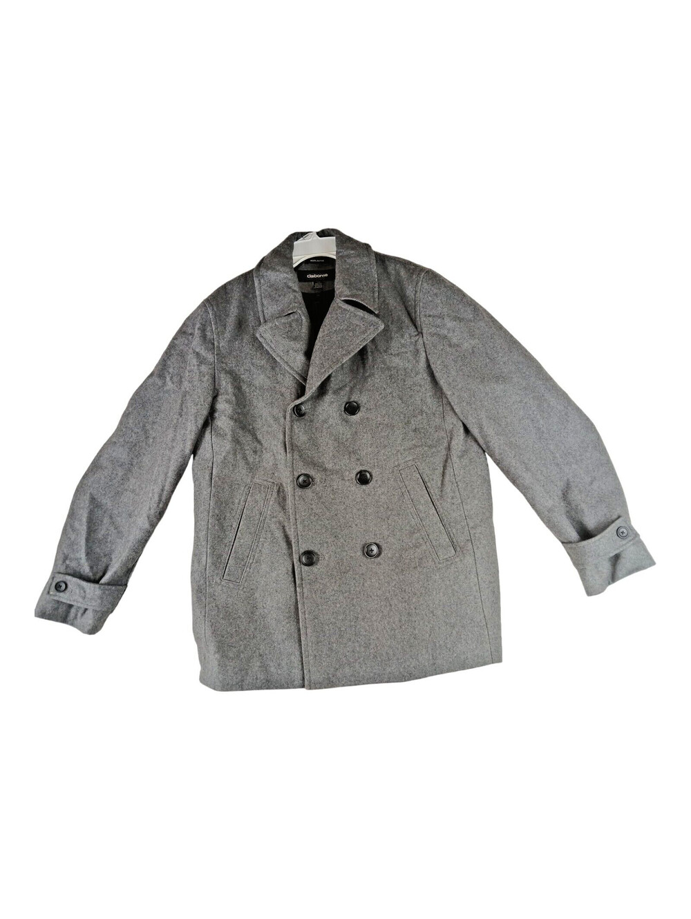 Liz Claiborne Wool Blend Light Gray Button Up Coat Womens Large Jacket Peacoat
